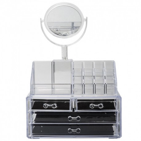 Make up organizer κουτί αποθήκευσης τεσσάρων επιπέδων με καθρέφτη JN-870