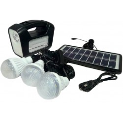 Ηλιακό σύστημα φωτισμού 6V με 3 λάμπες και μεγάλης ισχύος φακό με 16 LED GDLITE 3