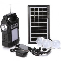 Ηλιακό σύστημα φωτισμού με φακό, λαμπτήρες, ραδιόφωνο, MP3 GD-8060
