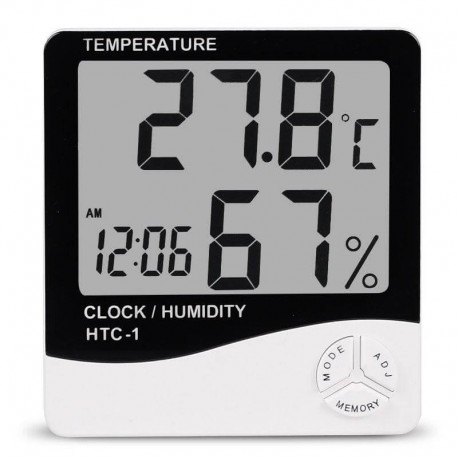 Ρολόι ξυπνητήρι με θερμόμετρο και υγρασιόμετρο εσωτερικού χώρου HTC-1