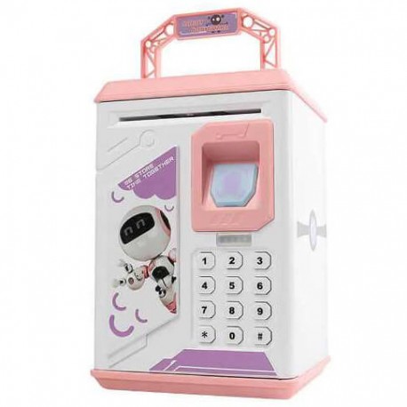 Κουμπαράς ATM ροζ Robot με δαχτυλικό αποτύπωμα και κωδικό