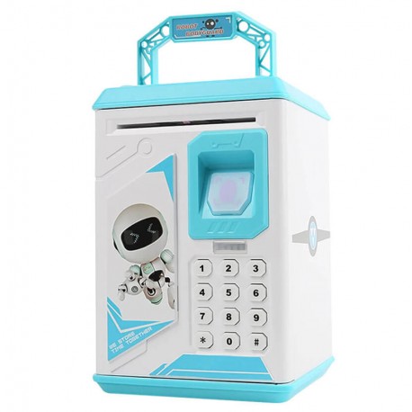 Κουμπαράς ATM γαλάζιο Robot με δαχτυλικό αποτύπωμα και κωδικό