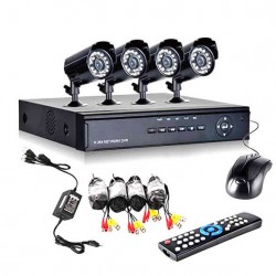 Πλήρες έγχρωμο σετ CCTV εποπτείας και καταγραφής με DVR 4 HD κάμερες τροφοδοτικό και καλωδιώσεις - 5004AHD