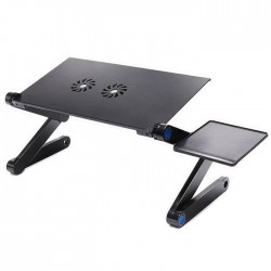 Πτυσσόμενο τραπεζάκι για laptop με 2 ανεμιστήρες ψύξης και θέση mouse (T6) Μαύρο