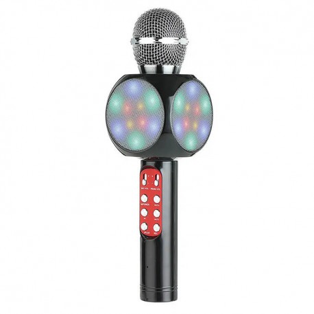 WS-1816 Ασύρματο bluetooth μικρόφωνο με ενσωματωμένο ηχείο, karaoke και disco light Μαύρο