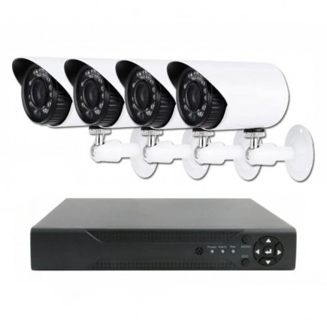 Πλήρες έγχρωμο σετ CCTV εποπτείας και καταγραφής με DVR 4 HD κάμερες τροφοδοτικό και καλωδιώσεις - 5004AHD