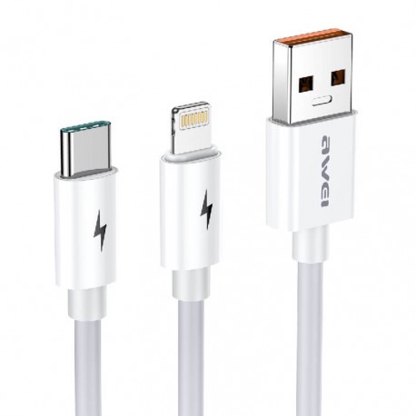 Awei CL-79 USB σε Lightning/ Type-C Λευκό