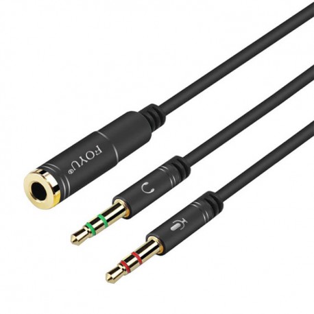 Αντάπτορας ήχου 2 σε 1 για ακουστικά 2x3.5mm 3 pin σε 3.5mm 4 pin FOYU FO-S037