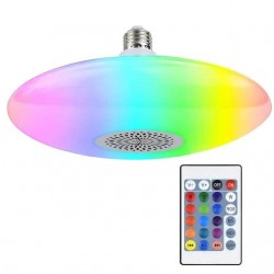 Φωτορυθμικό RGB LED & Ηχείο E27 24W Disco με τηλεχειριστήριο - UFO Lamp spaker