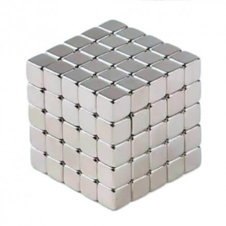Ασημένια μαγνητικά κυβάκια 125 τμχ 5mm με θήκη επαναφοράς - Fidget Silver Magnetic Cubes