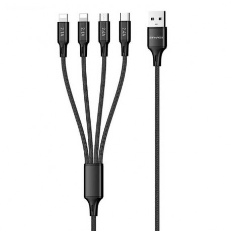 Awei CL-129 USB σε Lightning/ Τype C/ micro USB Μαύρο