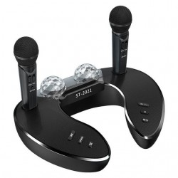 Σύστημα Karaoke με ασύρματα μικρόφωνα ST-2021 Μαύρο