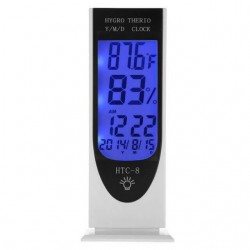 Ρολόι ξυπνητήρι με θερμόμετρο και υγρασιόμετρο εσωτερικού χώρου HTC-8