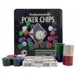 Σετ 100 αριθμημένες μάρκες Poker σε μεταλλικό κουτί με 2 τράπουλες