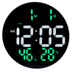 Ψηφιακό ρολόι τοίχου 9" με ημερολόγιο/ θερμόμετρο/ υγρασιόμετρο DS-3813L