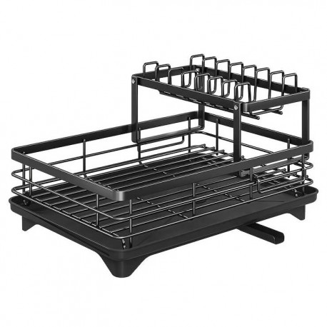 Πιατοθήκη αποστράγγισης νεροχύτη 2 επιπέδων Μαύρη