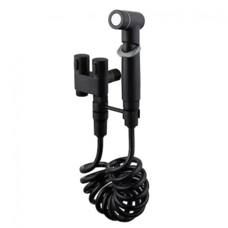 Σετ ντους μπιντέ με σπιράλ και βάση Μαύρο ματ