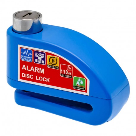 Κλειδαριά δισκόφρενου μοτοσυκλέτας με συναγερμό 110DB και πείρο 6mm KS8305 Μπλε