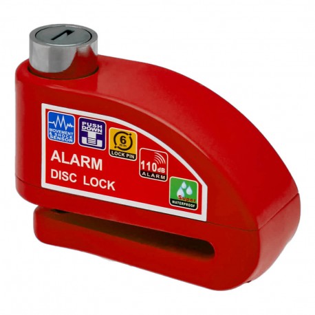 Κλειδαριά δισκόφρενου μοτοσυκλέτας με συναγερμό 110DB και πείρο 6mm KS8305 Κόκκινο