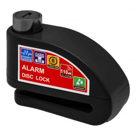 Κλειδαριά δισκόφρενου μοτοσυκλέτας με συναγερμό 110DB και πείρο 6mm KS8305 Μαύρο