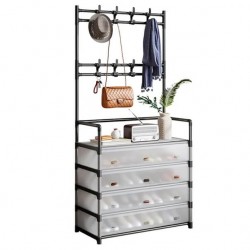 Έπιπλο εισόδου με παπουτσοθήκη και κρεμάστρα 63x28x180cm Μαύρο