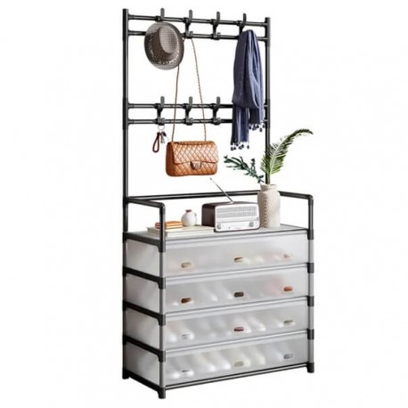 Έπιπλο εισόδου με παπουτσοθήκη και κρεμάστρα 63x28x180cm Μαύρο