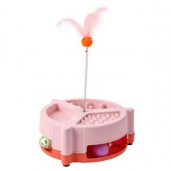 Πολυλειτουργικό παιχνίδι αργής σίτησης για γάτες με περιστρεφόμενη πλάκα και ραβδί Teaser - Κόκκινο